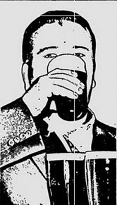 Drawing of a man drinking beer